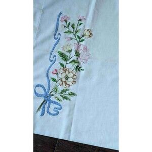 Whimsy Hand Stitched Bed Pillow Cases Set 2 Country Cottage Pattern